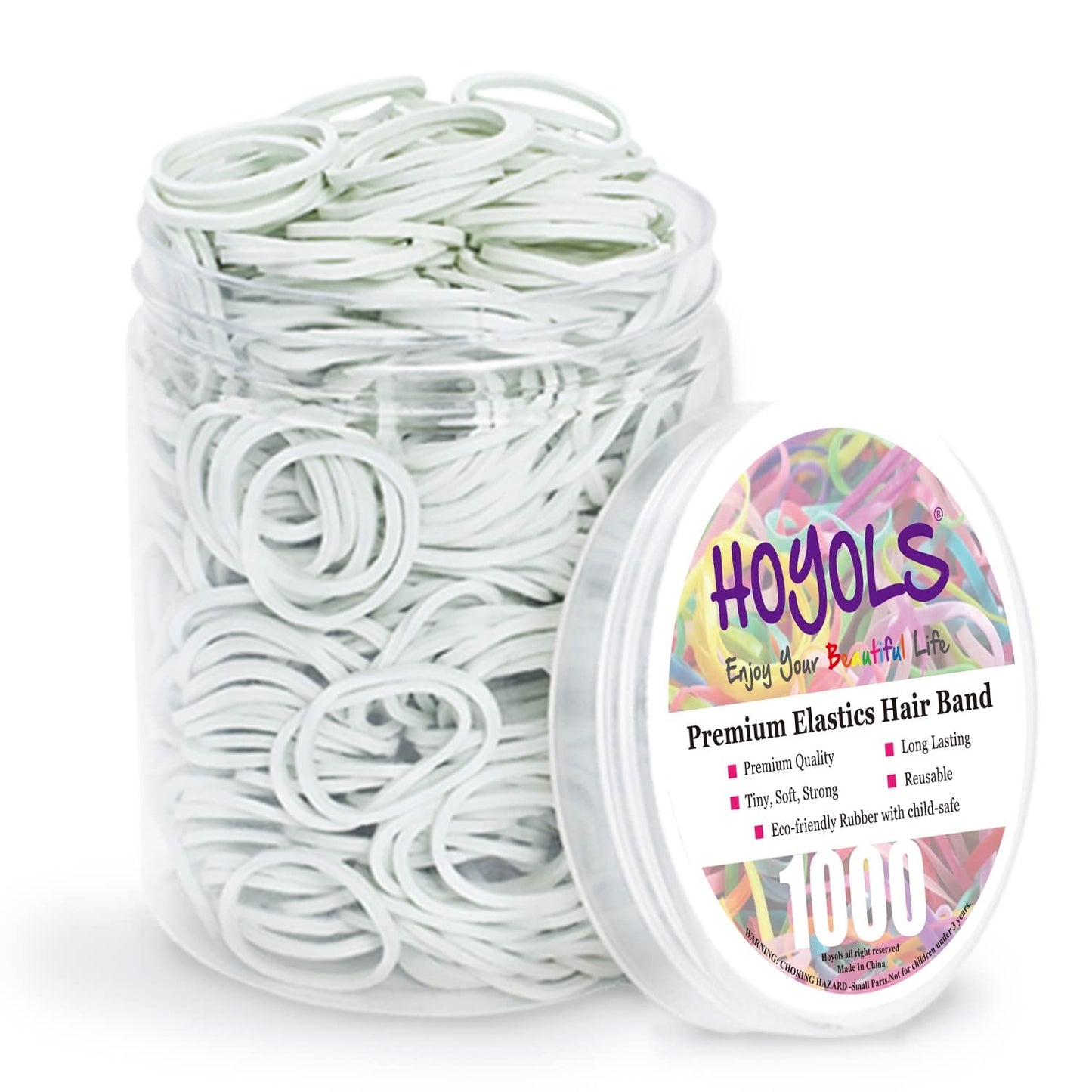 HOYOLS 3/4” Inches Black Hair Rubber Bands for Hair Ties Small Mini Elastics Bands Large Braiding Ponytail Holders for Baby Toddler Girls Kids No Damage 600pcs (M) Latex-Free