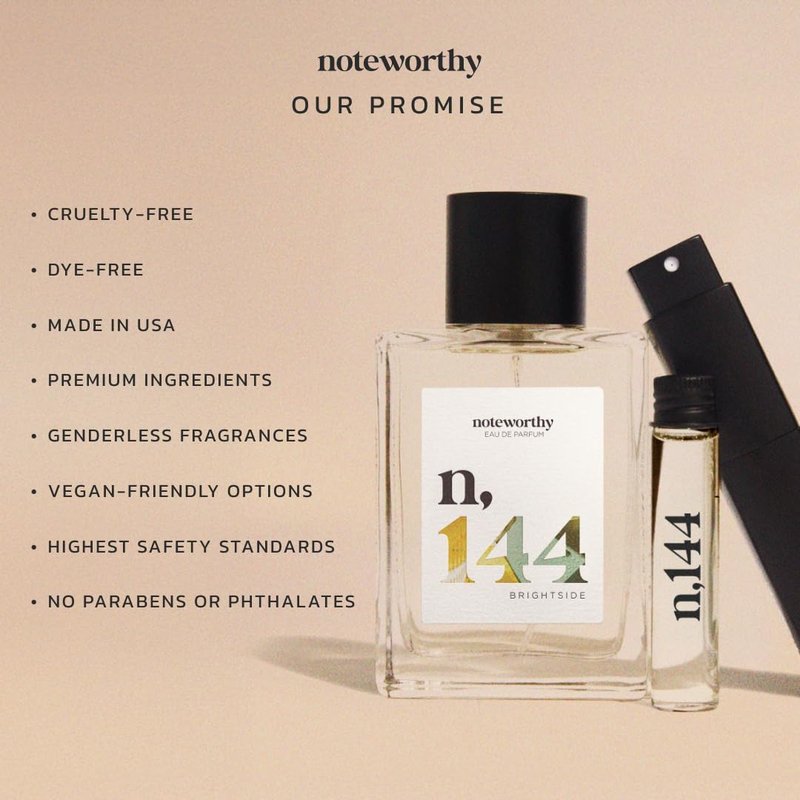 Noteworthy n,144 Brightside Eau De Parfum – Citrus, Vanilla | Long-lasting Unisex Perfume for Women & Men (Travel)
