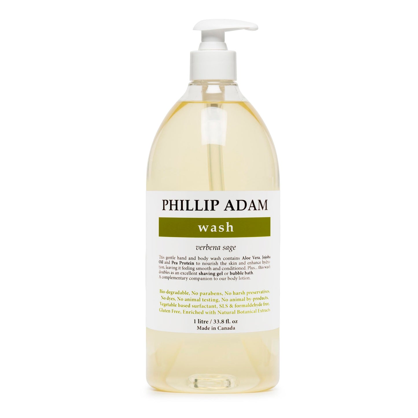 Phillip Adam Verbena Sage Hand and Body Wash with Aloe Vera and Jojoba Oil - Hydrates and Nourishes Skin - Sulfate Free and Gluten Free - 33.8 Fl Oz