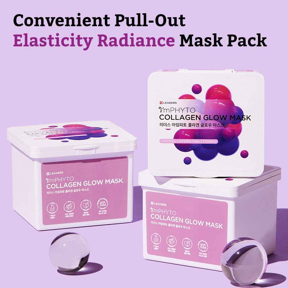 I'MPHYTO Collagen Glow Mask (220 ml, 20 Masks) - Revitalize Your Skin with Plant-Derived Pseudo Collagen and Phyto Vitamins