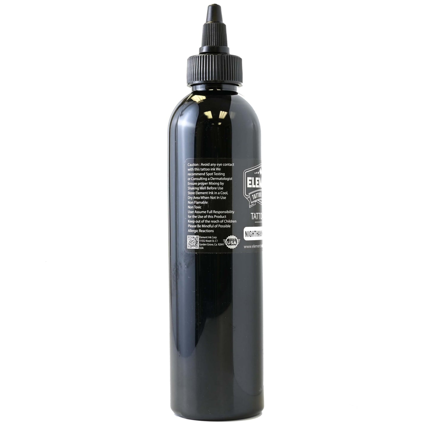 Element Tattoo Supply Nighthawk Black Tattoo Ink 8oz Deep Dark Black Pigment Professional Grade Smooth Flow Bold Solid Lining Shading Fade Resistant Trusted Tattoo Ink for Artists