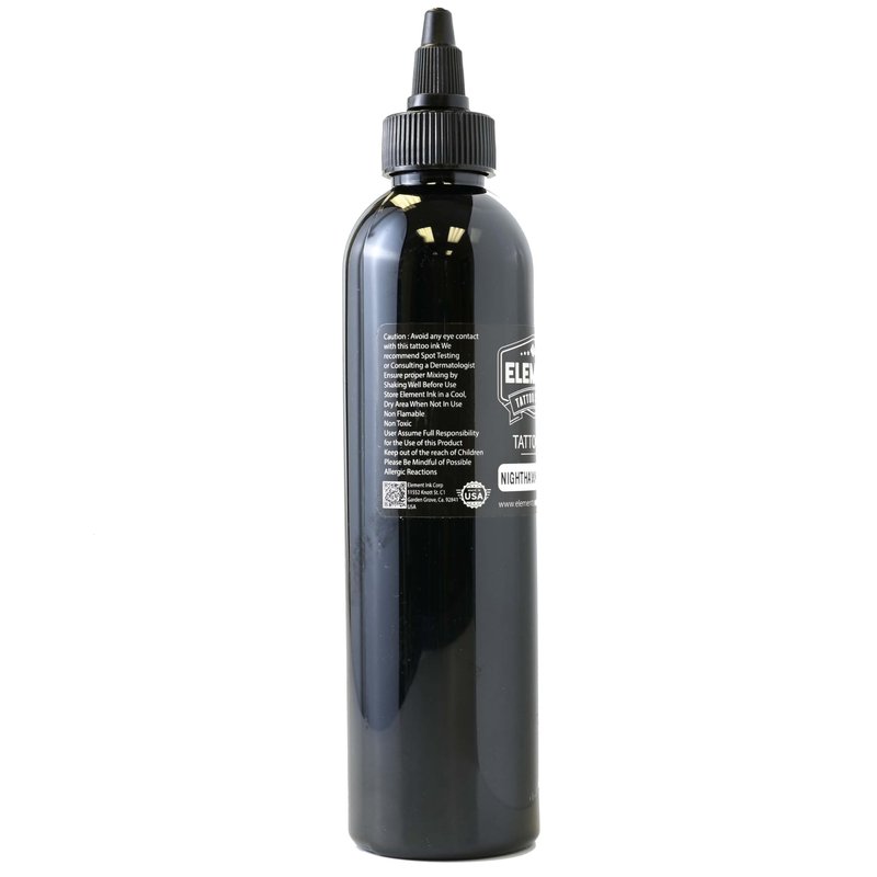 Element Tattoo Supply Nighthawk Black Tattoo Ink 8oz Deep Dark Black Pigment Professional Grade Smooth Flow Bold Solid Lining Shading Fade Resistant Trusted Tattoo Ink for Artists