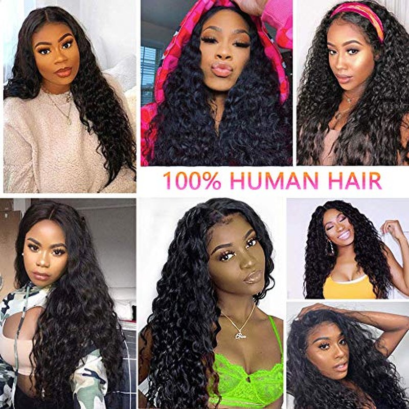 Curly Human Hair Lace Closure Wigs For Black Women Pre Plucked Wet and Wavy Lace Front Wigs Human Hair 4x4 Curly Closure Wigs (20, Natural color)