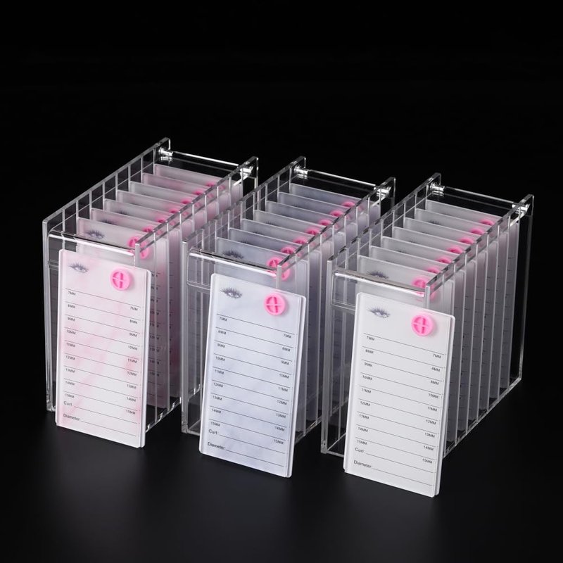 8 Layers Acrylic Eyelash Storage Organizer, Grafting False Eyelashes Display with 8 Pallets, Dustproof Cosmetic Beauty Extension Supplies (White)