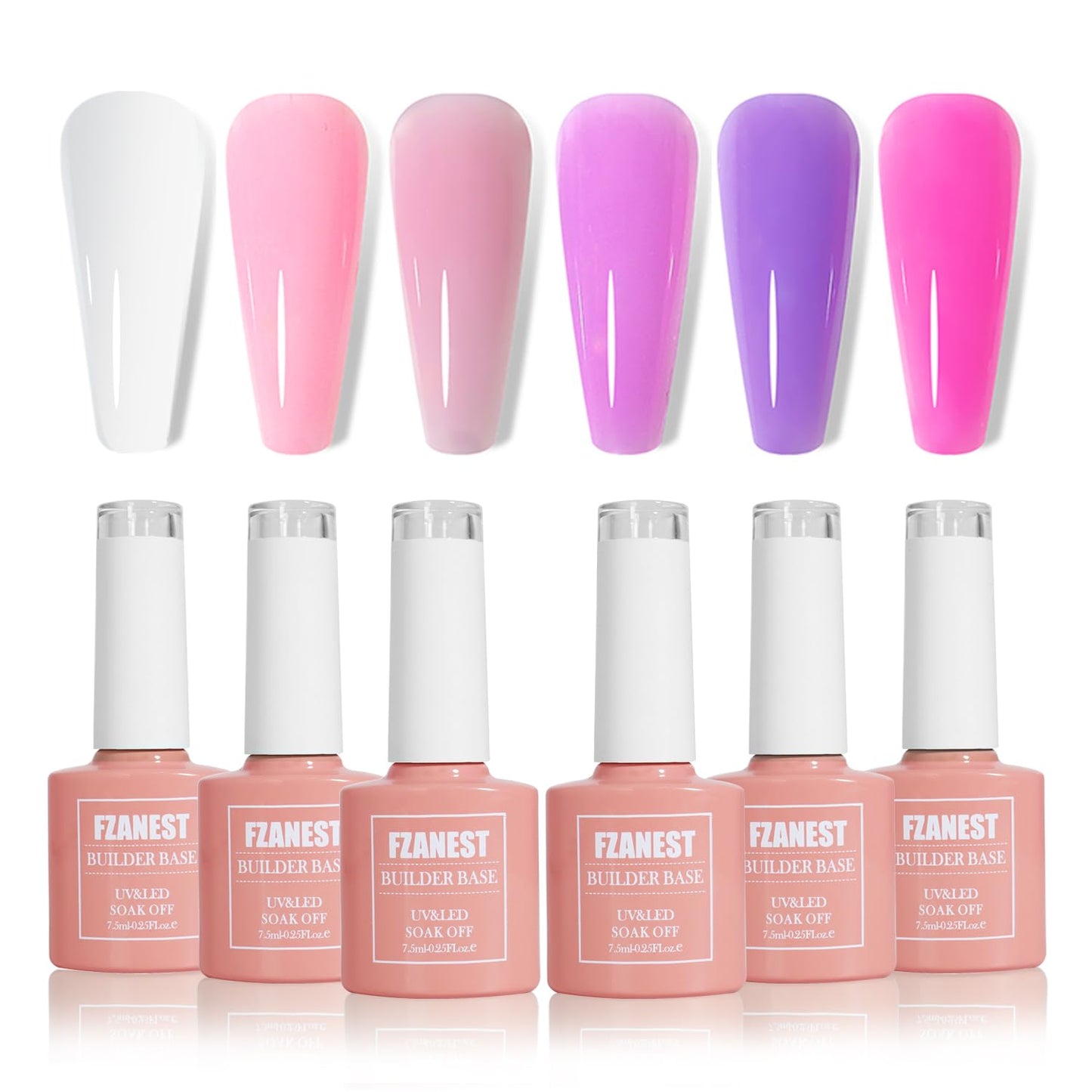 FZANEST Builder Gel Milky White Gel Polish Rubber Base For Nail Strengthener Extension LED Lamp Cured Color Base Nail Polish in Bottle