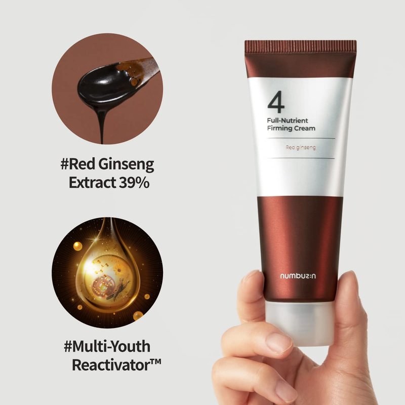 numbuzin No.4 Cream | Full-Nutrient Firming Cream | Skin Elasticity, Wrinkle Care, Anti-aging, Deeply Nourishing, Hydration | Red Ginseng, Panthenol, Niacinamide, Bifida | 2.02 fl. oz.
