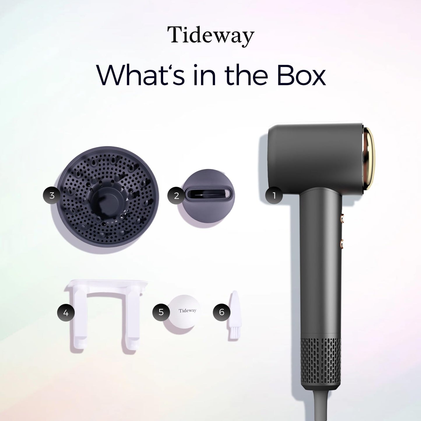 Tideway Hair Dryer Professional High-Speed Ionic Blow Dryer 110,000 RPM, Compact Hair Dryer with Magnetic Diffuser, Fast Drying with Brushless Motor Low Noise Smart Temperature Control-H11