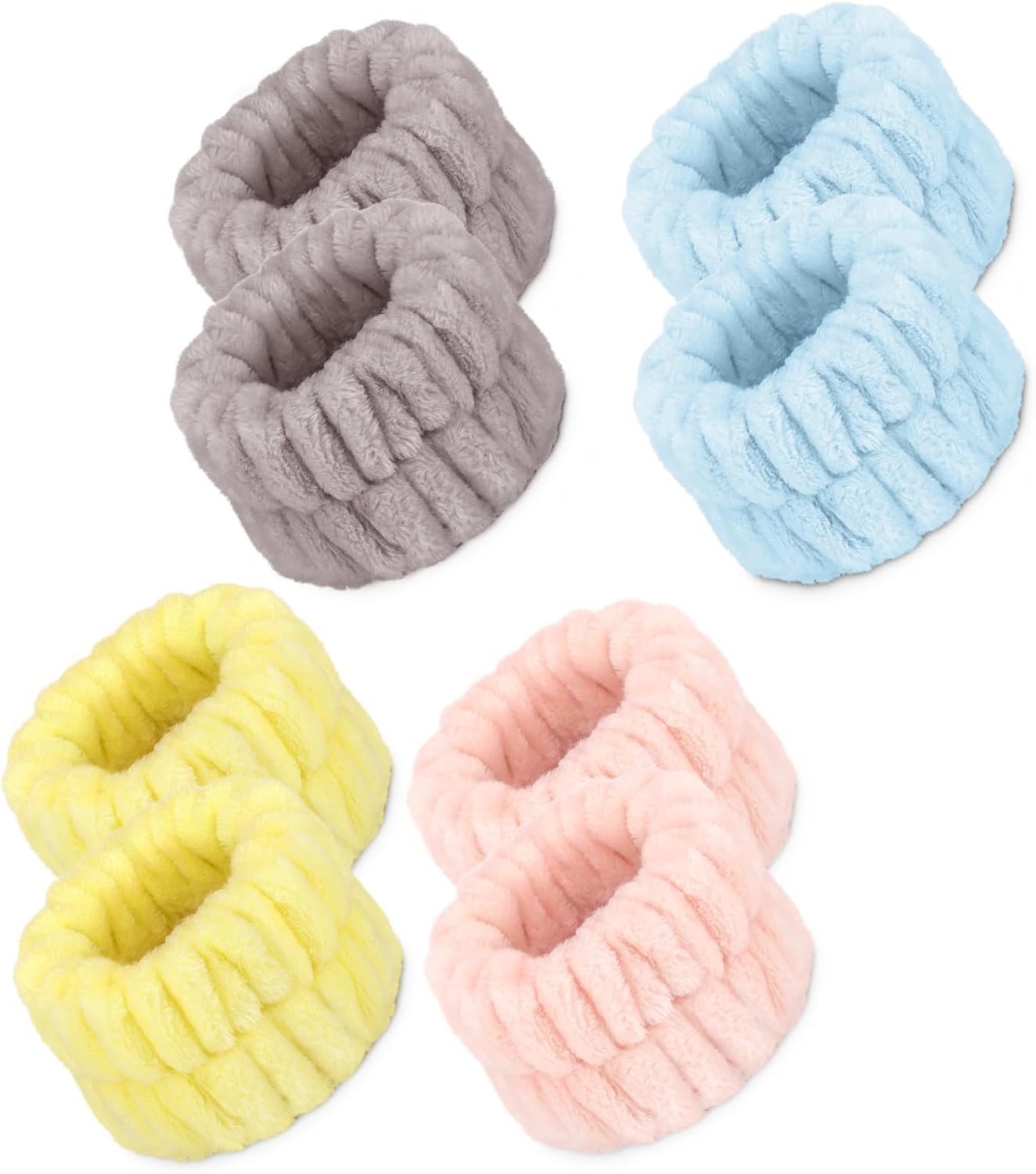 Crosize 8 Pcs Microfiber Wrist Bands for Washing Face, Women's Absorbent Face Washing Wristbands, Prevent Water from Spilling Down Your Arms