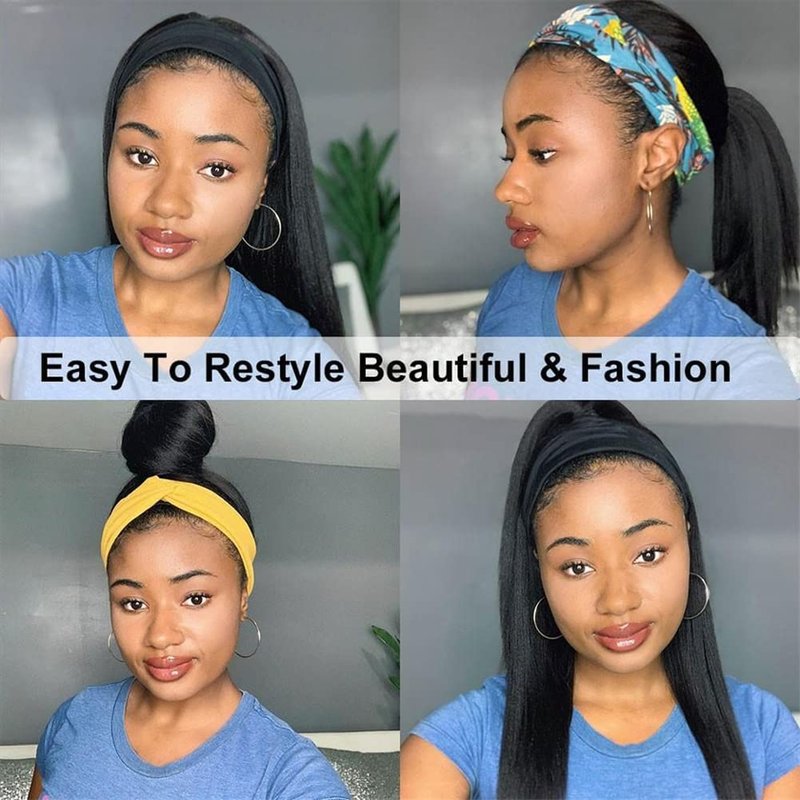 Miss Lee Headband Wigs for Black Women Human Hair Glueless Body Wave Headband Wig Human Hair 100% Brazilian Virgin Hair Machine Made Head band Wig 150% Density