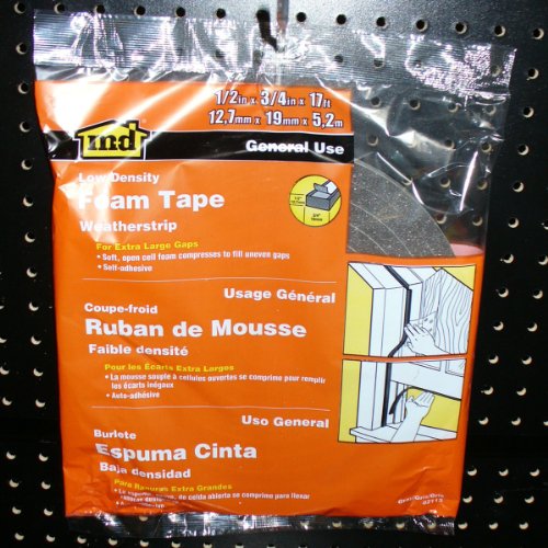 M-D Building Products 2113 Low Density Foam Tape, 1/2-by-3/4-Inch by 17 Feet, Gray