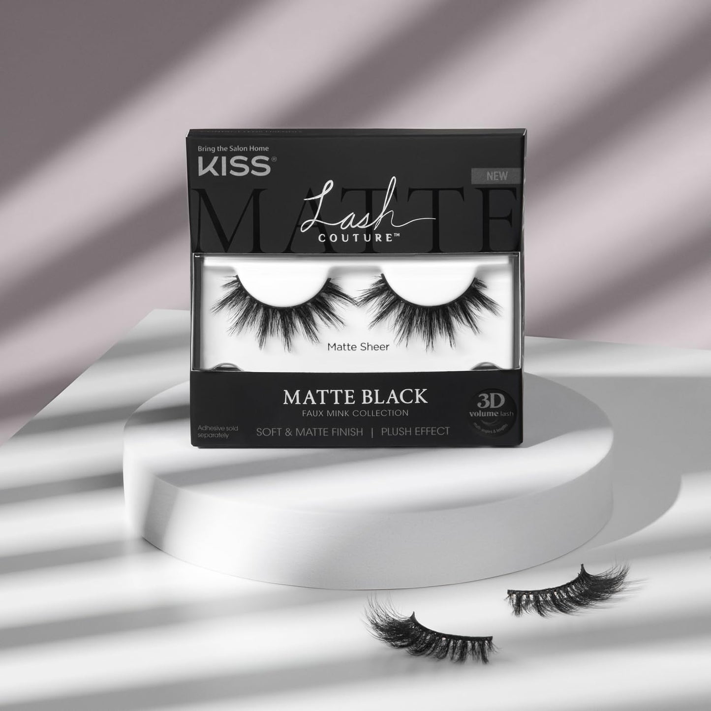 KISS Lash Couture Faux Mink 3D Matte, False Eyelashes, 'Matte Velvet', 16 mm, Includes 1 Pair Of Lash, Easy to Apply, Reusable Strip Lashes
