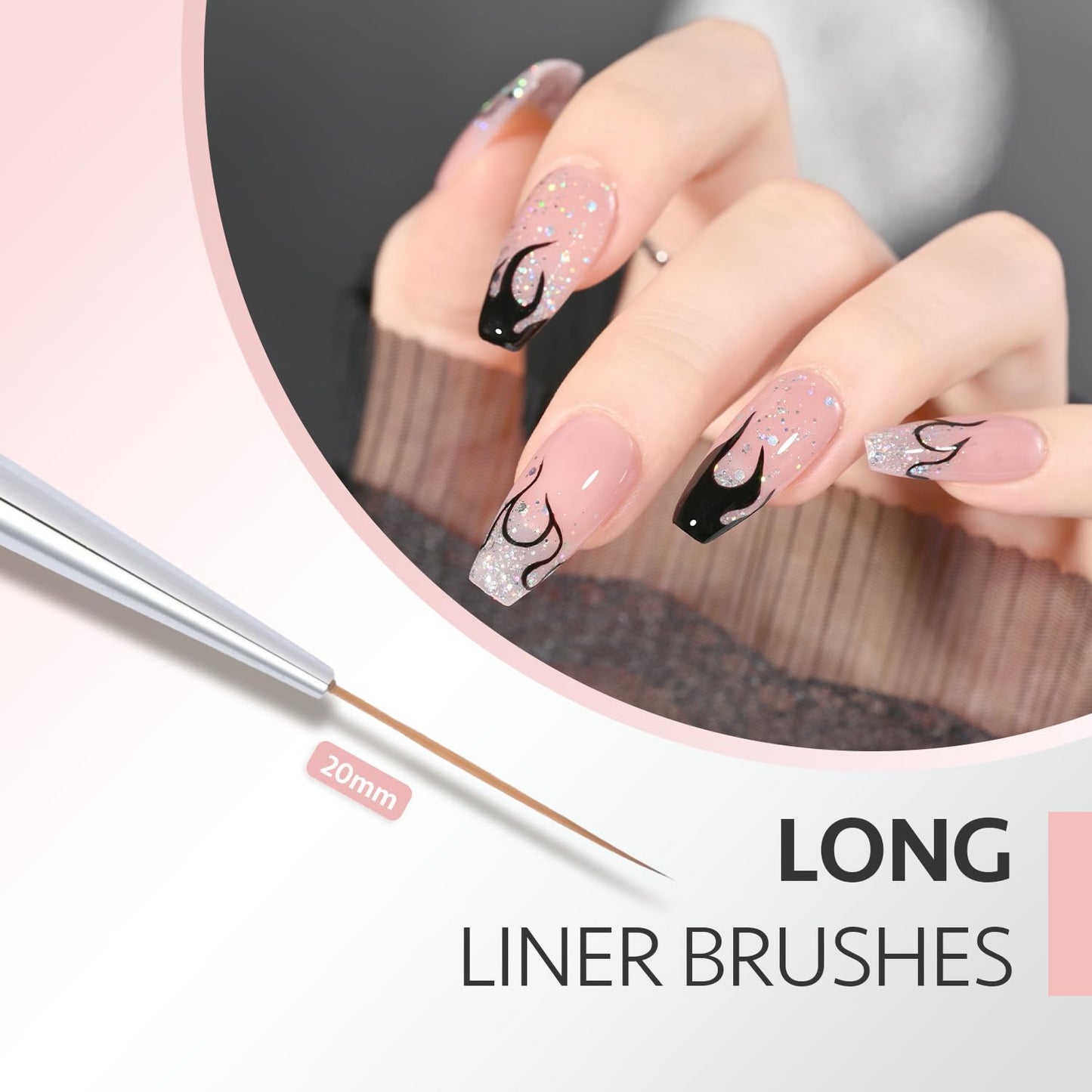 GAOY 8 Pcs Nail Brushes for Nail Art, Nail Design Tools for Nail Detail Painting, French Liner and Dotting Pens for Nail DIY