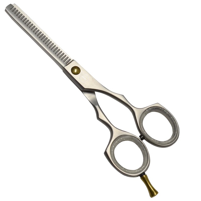 ANDUSTRIAL - Professional Hair Cutting And Thinning Scissors/Shears For Men/Women/Home/Salon - Premium High Carbon Steel Quality - Smooth And Sharp - Double Notch - 5.5 Inch, Silver