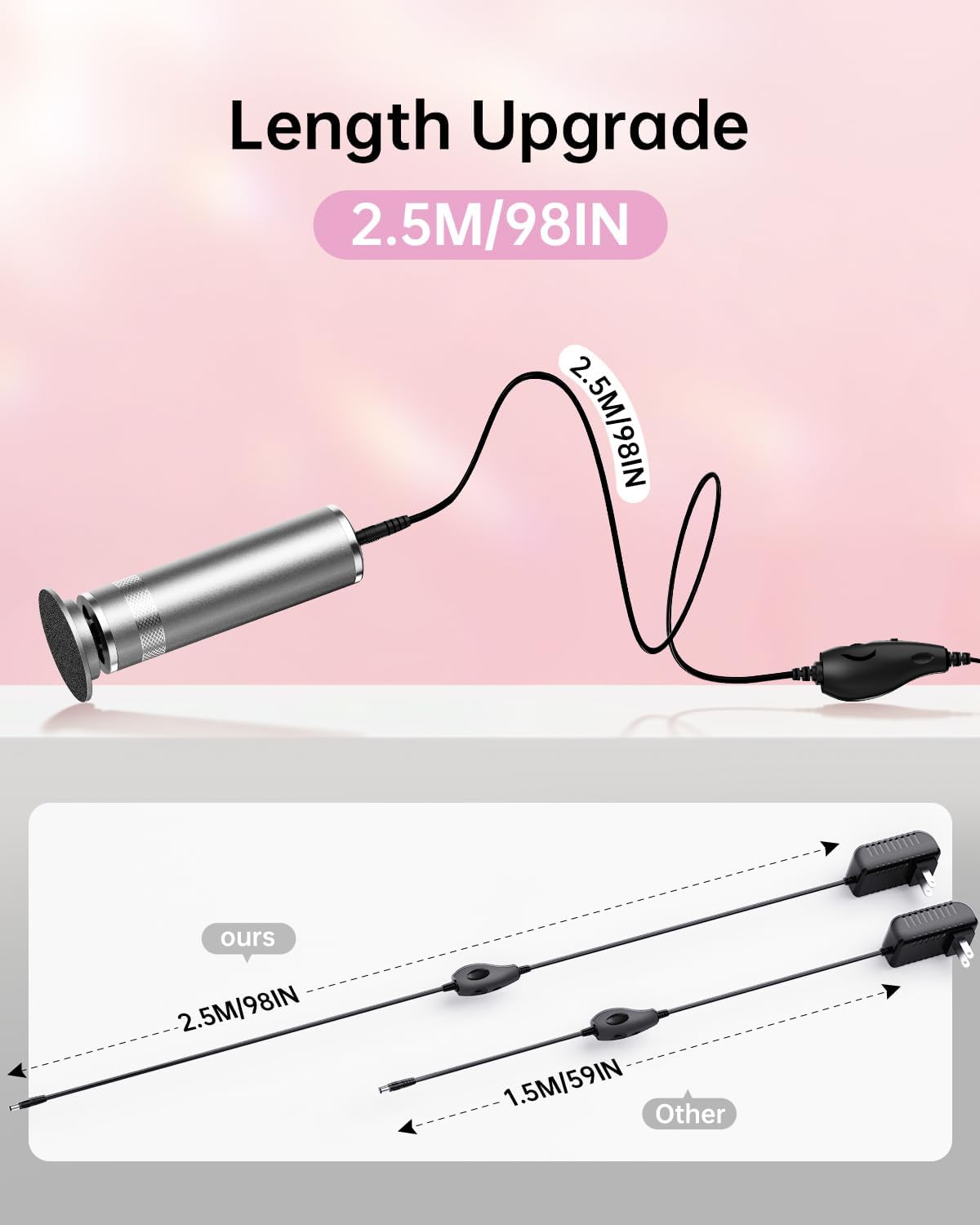 Electric Foot Callus Remover, Upgrade Electric Foot File Callus Remover for Feet, Adjustable Speed Foot File with 60 Pcs Sandpaper Discs, Foot Scrubber for Cracked, or Tough Skin and Calluses, Pink