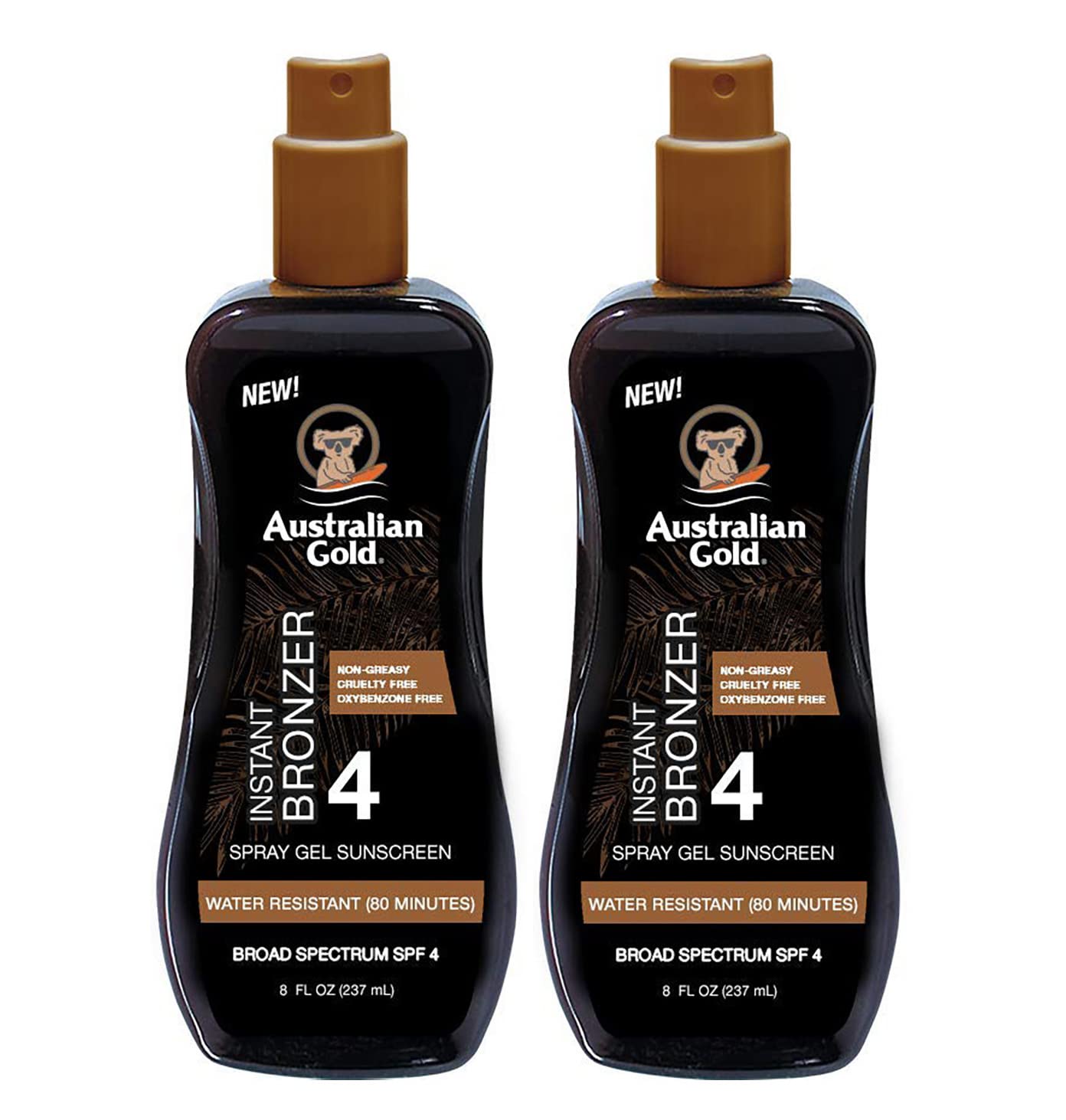 Australian Gold SPF#04 Spray Gel with Instant Bronzer 8 Ounce (Pack of 2)