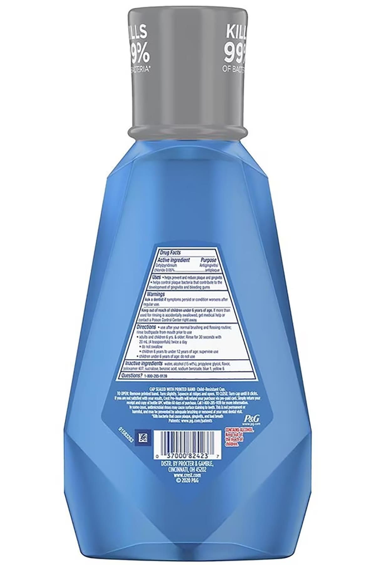 Crest, Pro Health Bacteria Guard with Alcohol Clean Mint Mouthwash, 33.8 Fl Oz