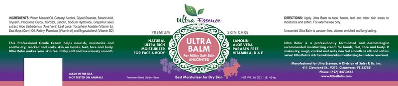 Ultra Balm Daily Moisturizer 16 oz For Dry Itchy Skin, Psoriasis and Eczema, Contains Lanolin, Vitamins A, D & E, Aloe Vera, To Moisturize Face, Body, Dry Hands & Cracked Heels (Unscented)