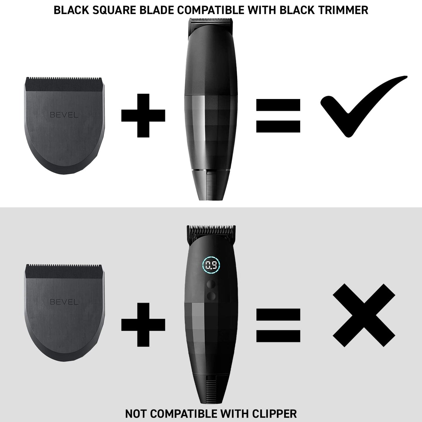 Bevel Square Trimmer Blade Attachment - Compatible with Bevel Trimmer Only, Face, Neck and Body Hair Trimmer Head - Black, 1 Count