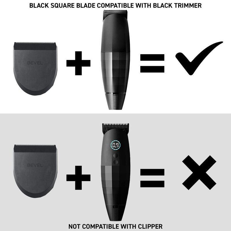 Bevel Square Trimmer Blade Attachment - Compatible with Bevel Trimmer Only, Face, Neck and Body Hair Trimmer Head - Black, 1 Count