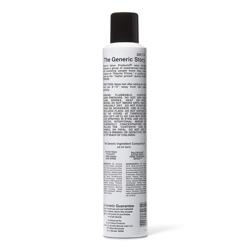 Generic Value Products Firm Finishing Hair Spray Compare to ExtraBody Firm Finishing Spray