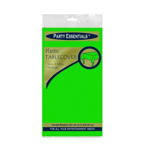 Party Essentials Heavy Duty Plastic Table Cover Available in 44 Colors, 54" x 108", Neon Green