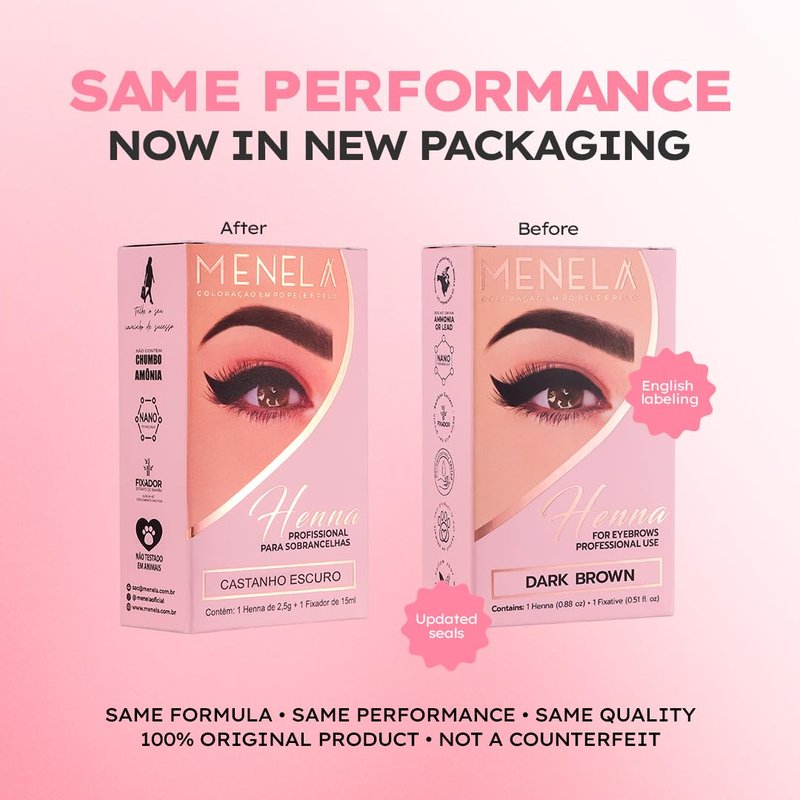 MENELA Dark Brown Eyebrow Henna Kit β Henna for Eyebrows β Eyebrow Dye & Henna for Brow β Natural Vegan Ammonia-Free β Up to 60 Applications, 2.5g Henna & 15ml Fixer, Bamboo Extract