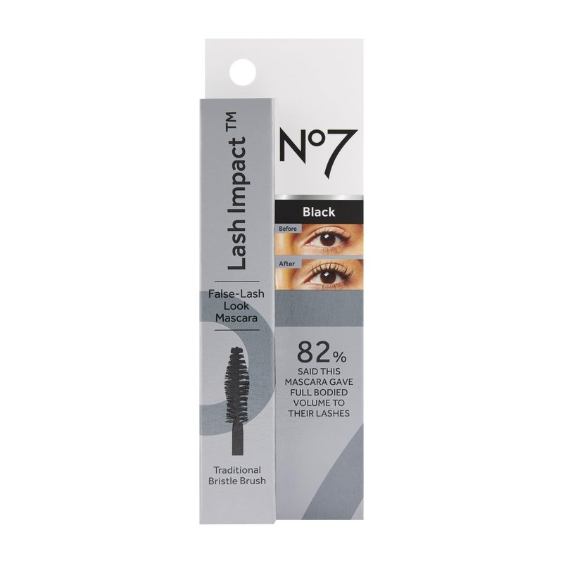 No7 Lash Impact Mascara - Black - Volumizing Mascara for False-Lash Effect - Smudge-Free Formula for Lengthening Lashes with Oversized Cone Brush Applicator (7ml)