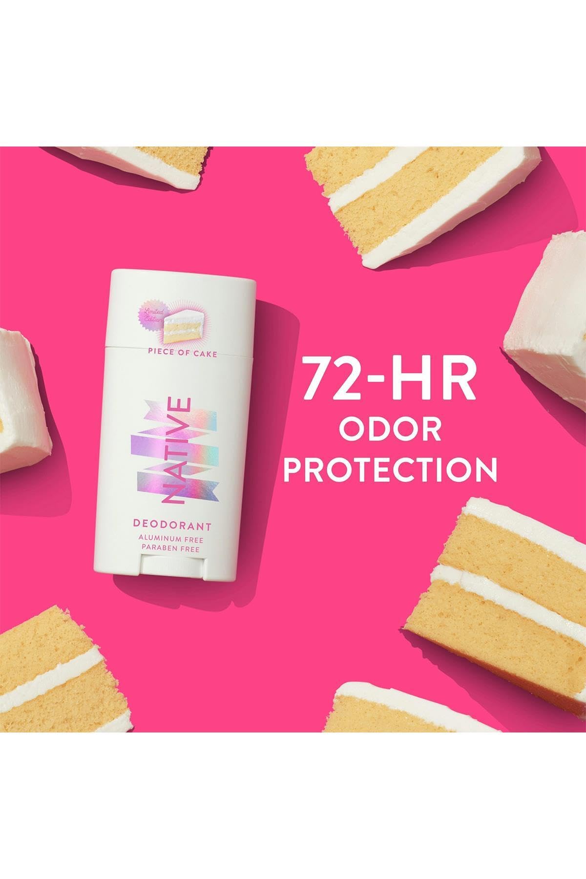 Native Aluminum-Free Clean Deodorant with Natural Derived Ingredients, 72HR odor control | Deodorant for Women and Men | Baking Soda, Coconut Oil, Shea Butter | Piece of Cake Birthday