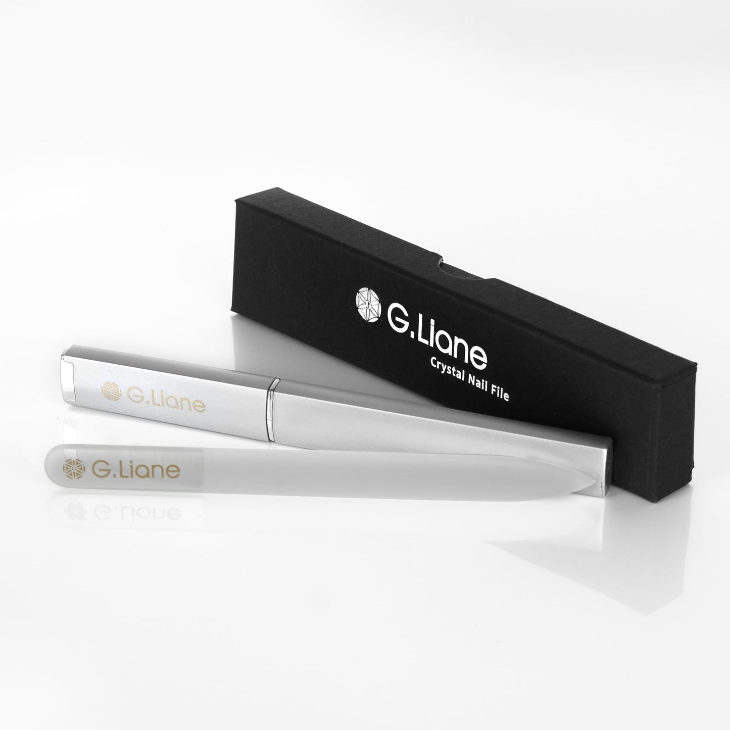 Crystal Glass Nail Files-G.Liane Double Sided Etched Glass Nail File with Case