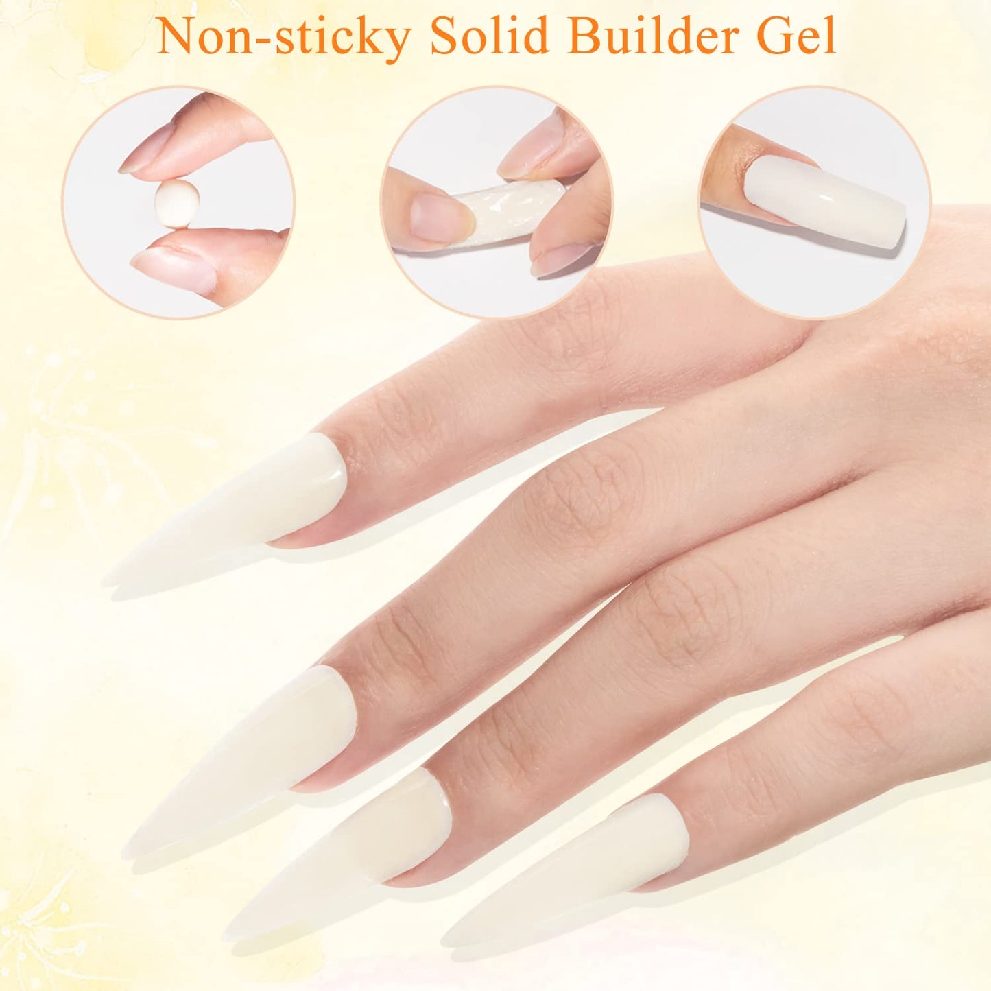 MIZHSE Solid Builder Gel for Nails, Clear Non-Sticky Sculpting Gel, 3D Nail Art Carving Building Modeling Hard Nail Extension Soak Off UV/LED Nail Art Salon Home DIY 15g