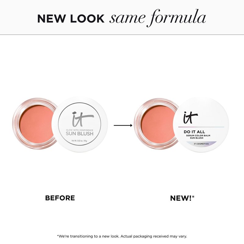 IT Cosmetics Do It All Serum Color Balm Sun Cream Blush & Bronzer, Sun Blossom - Blendable & Buildable, Lift, Reshape, All-Over Color, 24HR Hydration, Hyaluronic Acid, Peptides & Vitamin E - 0.63 oz