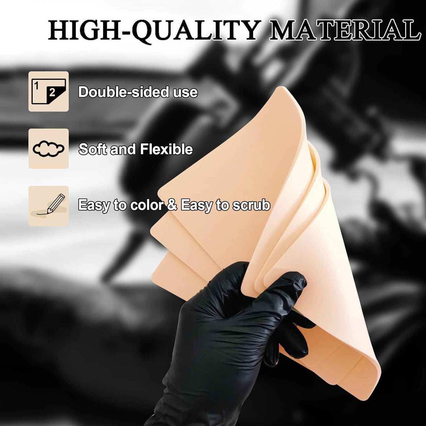 Anghie 10Pcs Tattoo Practice Skin 7.4 * 5.6'' Tattoo Skins 3MM Thick Blank Double Sides Fake Skin for Practicing for Experienced Artists and Beginner