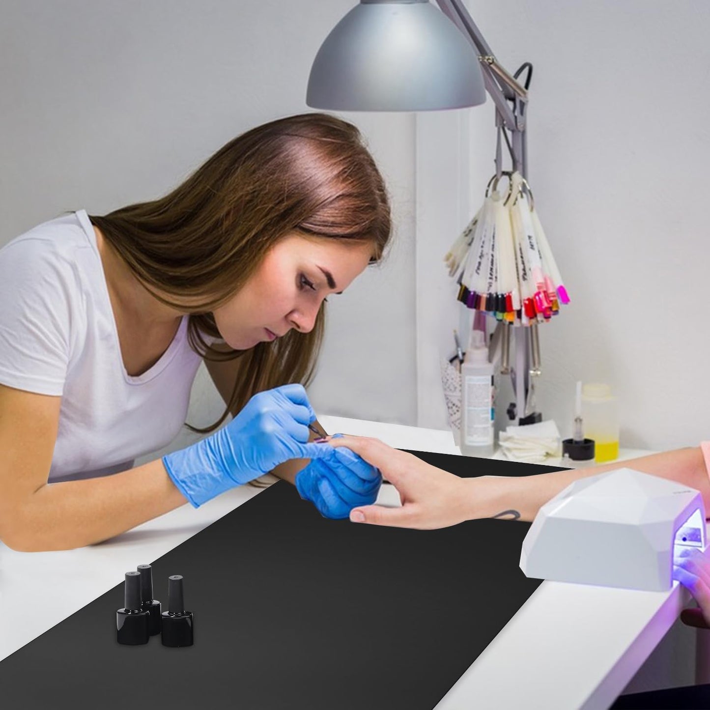 SHIMIDO Nail Art Table Mat, Premium Soft Microfiber Leather Hand Rest Mat, Black