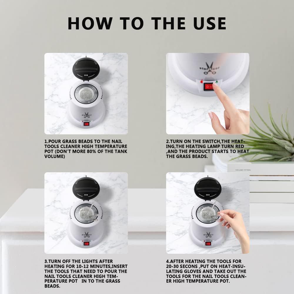 Nail Tools Cleaner - High-Temperature Pot for Scissors, Tweezers & Clippers | Ideal for Nail & Hair Salons