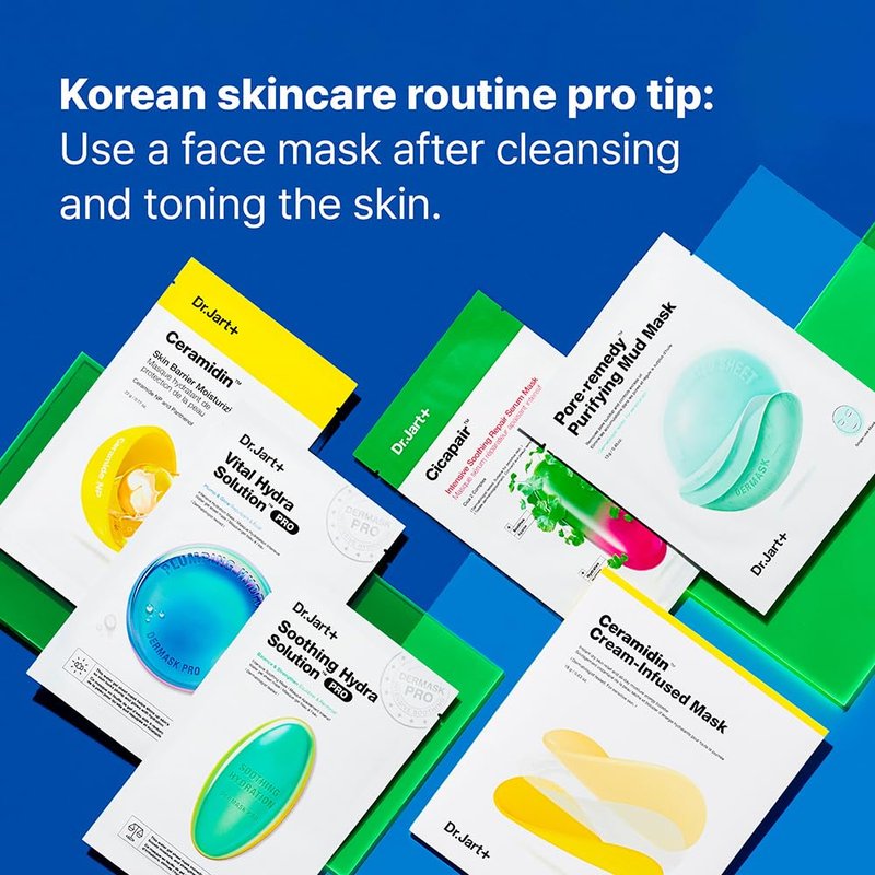 Dr.Jart+ Hydrating and Soothing Face Mask Value Set | 4 Korean Face Masks | Korean Skin Care Set | Gifts for Women
