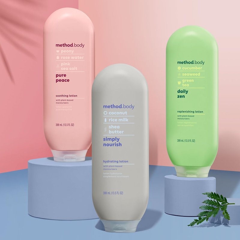 Method Daily Lotion, Daily Zen, Pure Peace, Simply Nourish, 13.5 Fl Oz Each (Variety Pack)