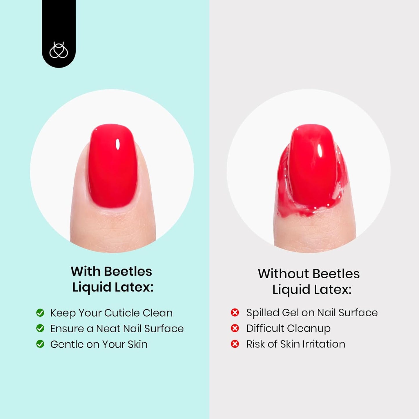 Beetles Liquid Latex for Nail 15ml - Peel off Nail Polish Cuticle Guard with Plastic Nail Care Stick Nails Design Air-Dry Liquid Latex Barrier for Protector Fingers