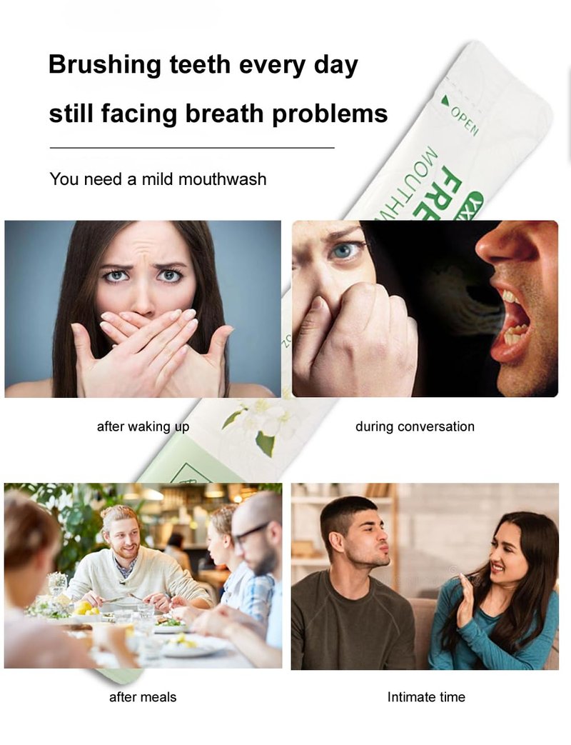 YXMGC Travel Size Mouthwash Packets – Portable, Fresh Breath Anytime, Eliminates Bad Breath, Sugar-Free, Alcohol-Free, 20 Pack × 0.4 Fl Oz