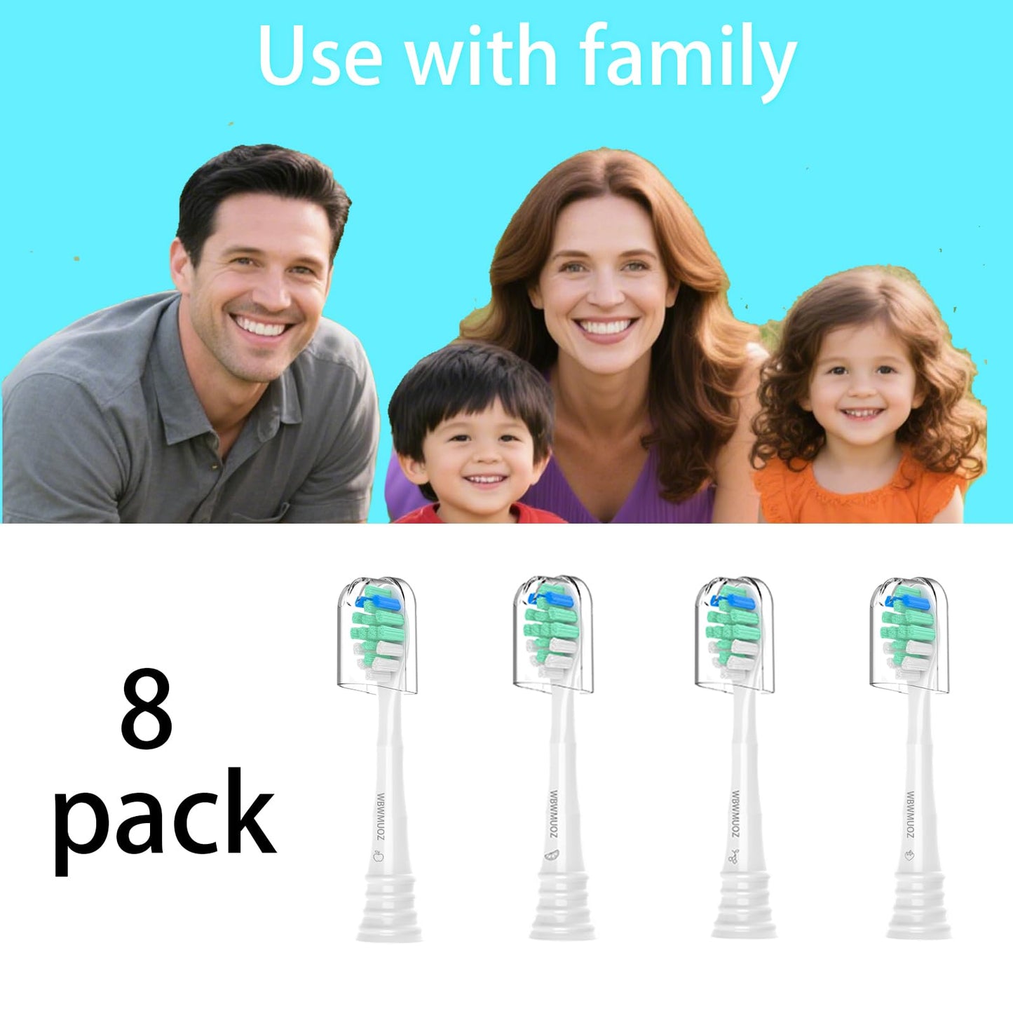 WBWMUOZ Toothbrush Replacement Heads Compatible with Philips Sonicare, 8 Pack