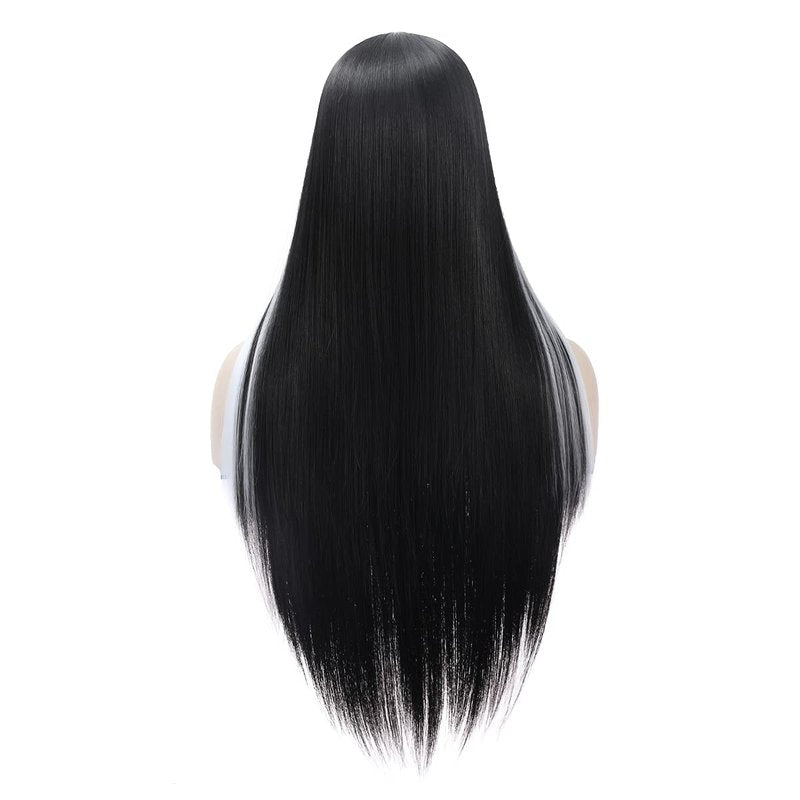 MAGQOO Black White Wig Long Straight Black White Wigs for Women Girls Middle Part Heat Resistant Hight Density Synthetic Wigs
