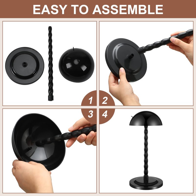 Reginary 8 Pieces Wig Head Stand for Multiple Wigs Mannequin Head 13.8 Inch Portable Hat Display Stand Travel Wig Holder for Styling Non Slip Stable DIY Practice Hat Holder(Black)