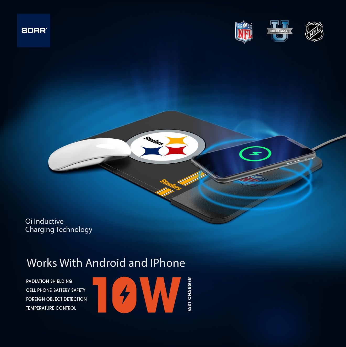SOAR NCAA Wireless Charging Mouse Pad, Colorado Buffaloes