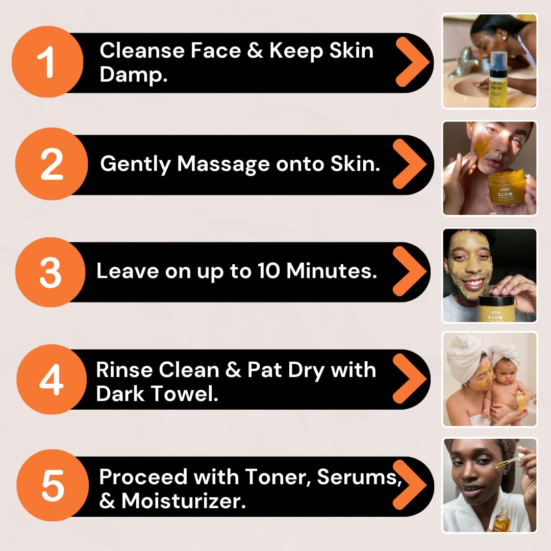 Minimo Glow Turmeric Face Scrub (Unscented) With Heart Applicator - Infused with Turmeric, Manuka Honey, Cinnamon, and Chamomile - Face Scrubber for All Skin Types - 5 FL OZ (147 ML)