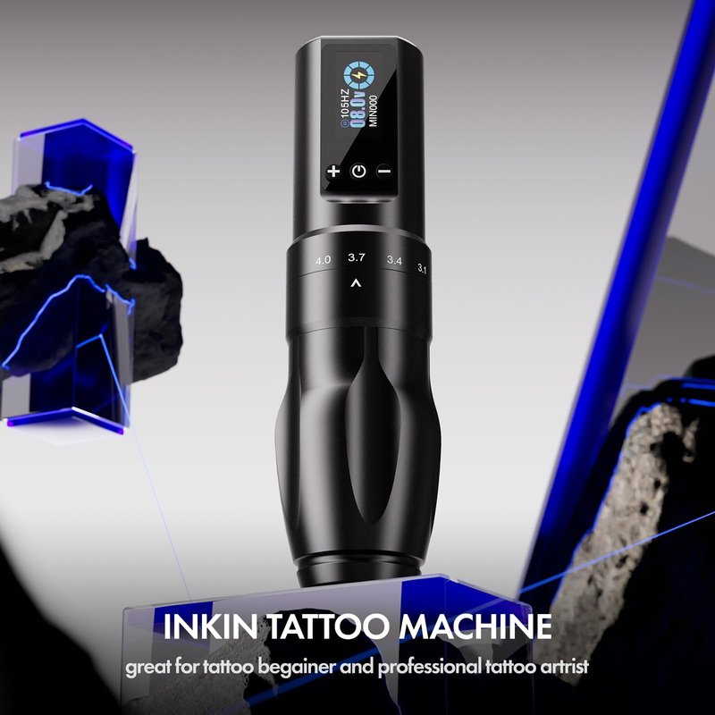 INKin Tattoo Gun with 7 Adjustable Stroke Lengths 2.2mm-4.2mm, Ultra-Plus Wireless Tattoo Pen Machine 1600mAh Power Supply, Tattoo Pen with LED Display for Beginners and Artists