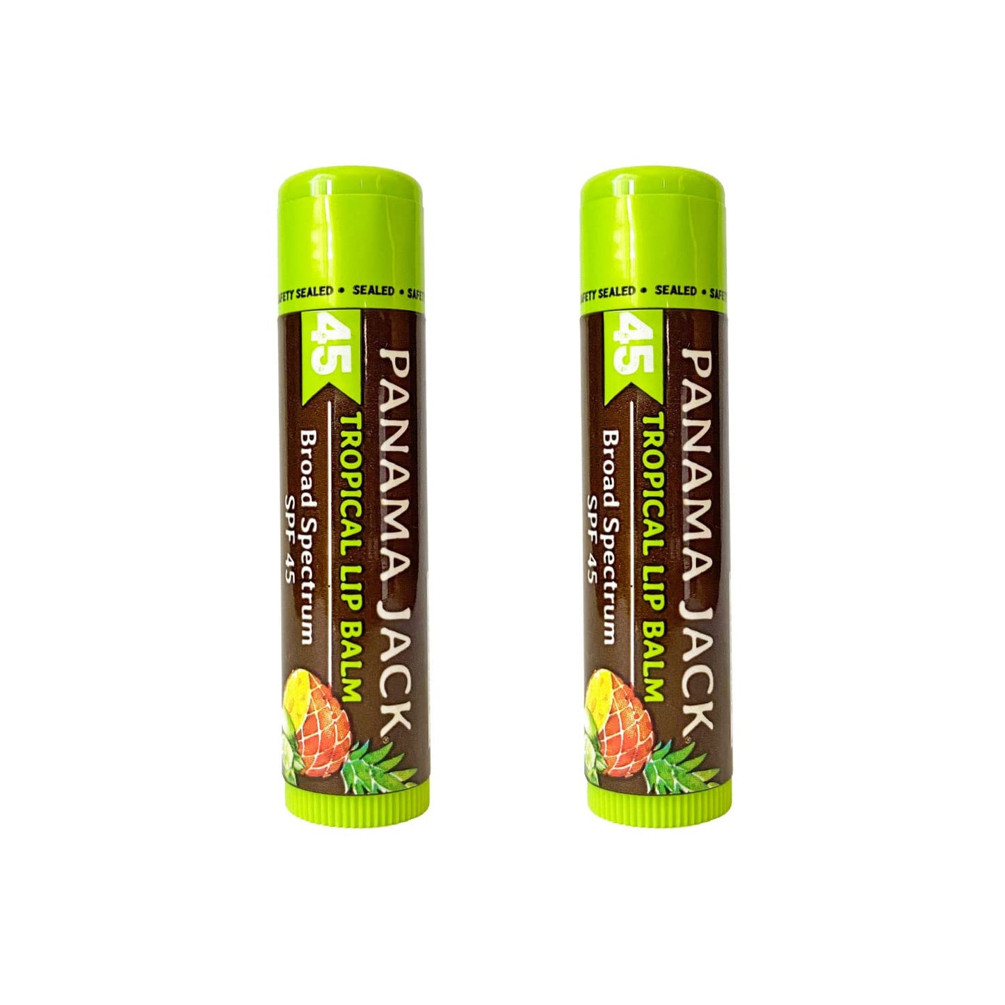 Panama Jack Sunscreen Lip Balm - SPF 45 Broad Spectrum UVA-UVB Protection | Soothes Dry, Chapped Lips, Tropical, 2-Pack