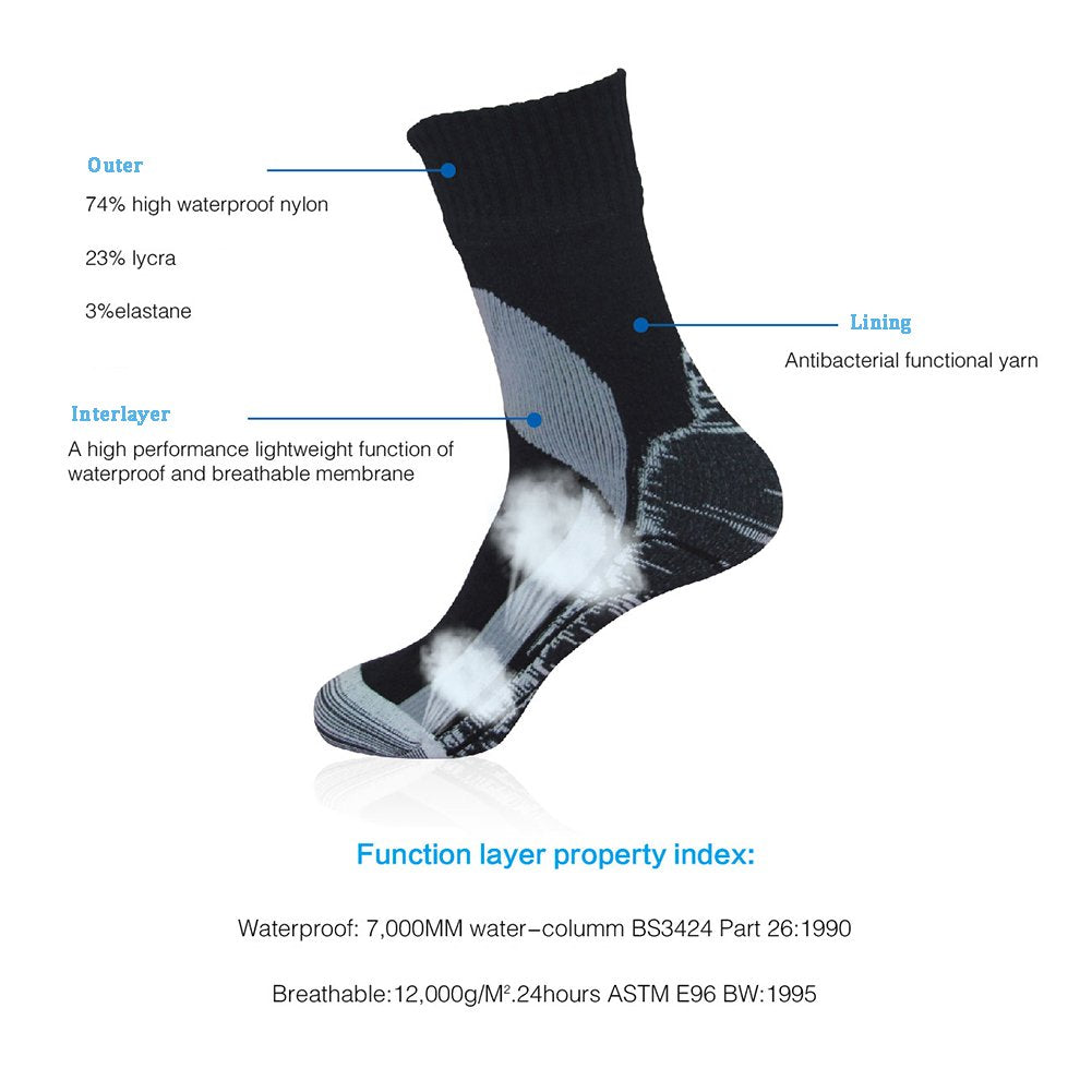 RANDY SUN Performance Athletic socks, Men Women Ankle High Waterproof Fishing Hiking Jogging Running Golf Camping Cycling Ankle Sock XS,Black