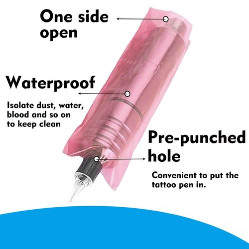 Large Pen Machine Covers with Grip Tapes - Rayyl 400pcs Tattoo Pen Covers and 6pcs Tattoo Grip Tape Tattoo Machine Bags Tattoo Pen Sleeves Combination Tattoo Supplies