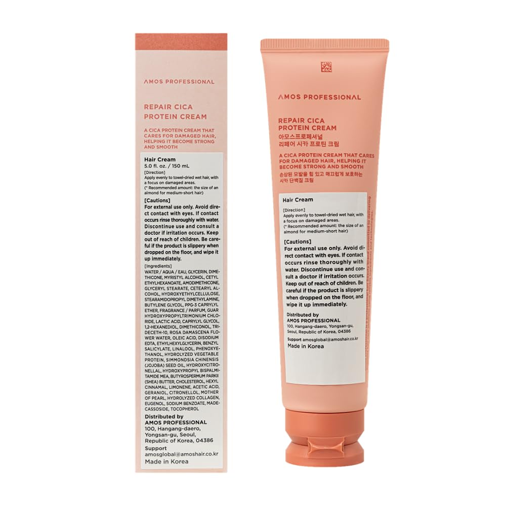 AMOS PROFESSIONAL Repair Cica Protein Cream l Anti-Frizz Deep Conditioner for Split Ends & Breakage l 5.0 fl. oz.