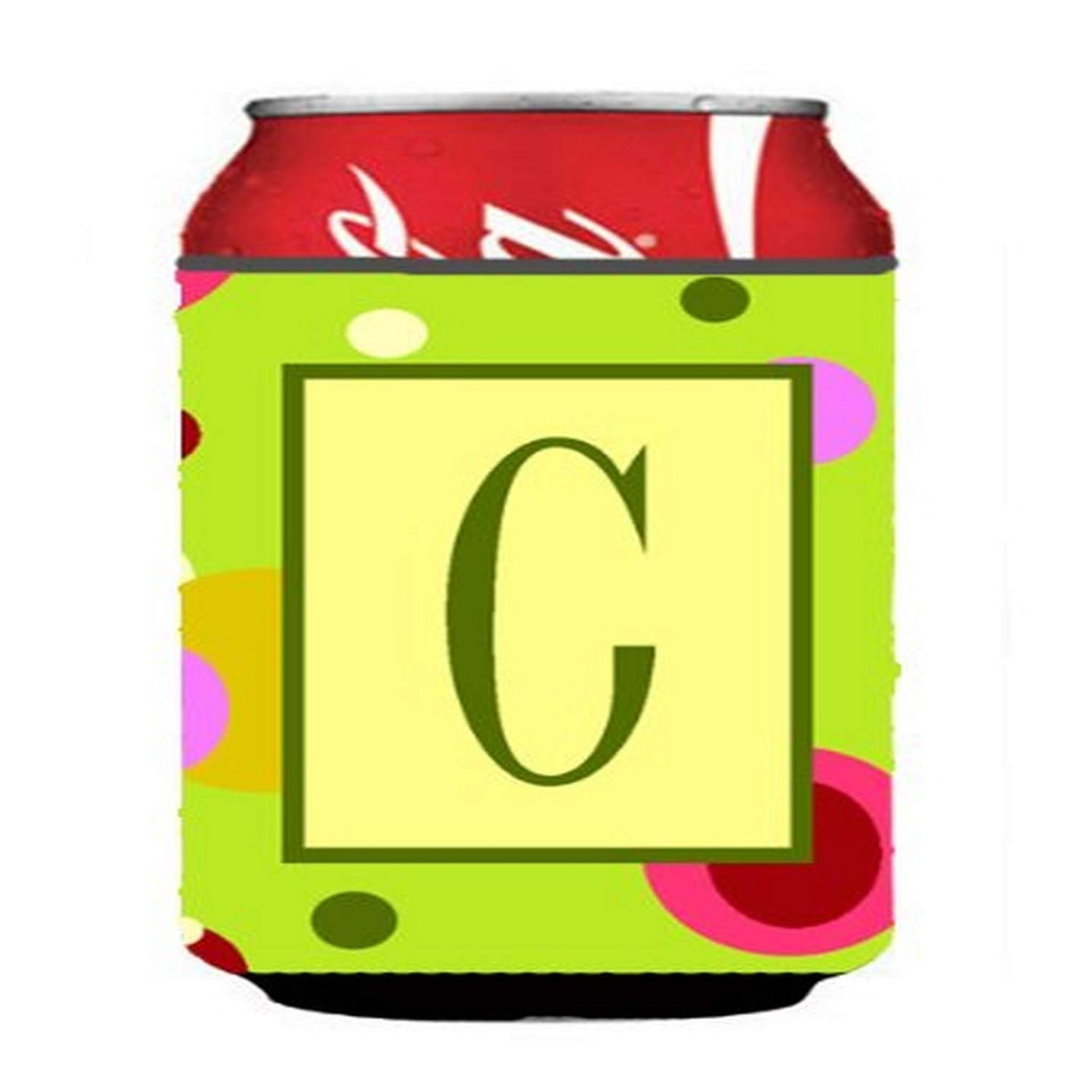 Caroline's Treasures CJ1010-CCC Letter C Monogram - Lime Green Can or Bottle Hugger Cooler Washable Drink Sleeve Collapsible Beverage Insulated Holder, Can Hugger, Multicolor