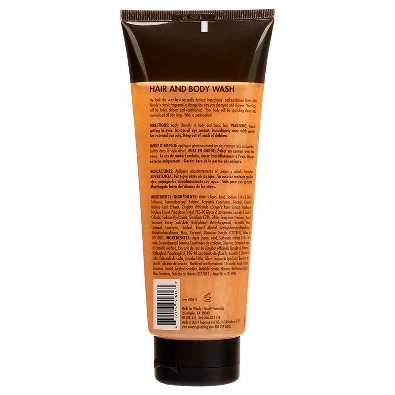 Woody's Hair and Body Wash for Men – 2-in-1 Cleanser & Body Wash, Deep Cleansing, Hydrating, Refreshing Scent, Sulfate-Free, 10 fl oz, 1 Pack